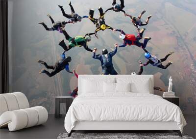 Skydiving team wotk Wall mural