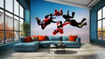 Skydiving teamwork formation Wall mural