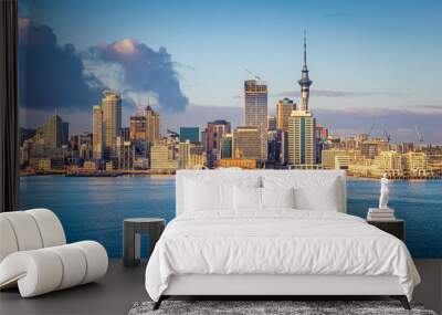 Auckland skyline at sunrise, Auckland, New Zealand Wall mural