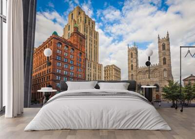 View in late afternoon of Place d'Armes in old Montreal, Montreal, Quebec, Canada Wall mural