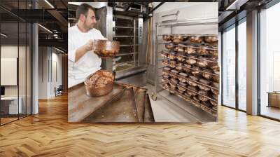 pastry chef who prepares the cake -panettone Wall mural