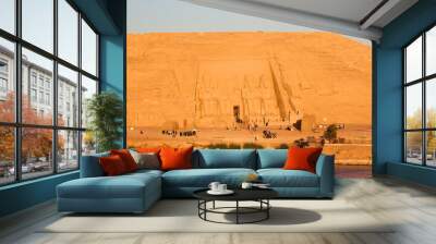 The Great Temple of Ramses II in the village of Abu Simbel at dawn Wall mural