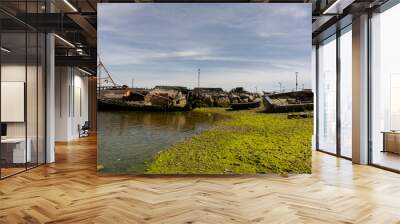 Disused boats on Gallway beach Wall mural