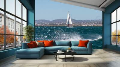 recreational sailing boat Wall mural