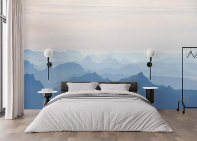 Mountain range in haze Swiss alps Wall mural