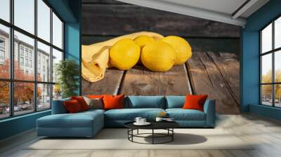 lemons on a wood background Wall mural