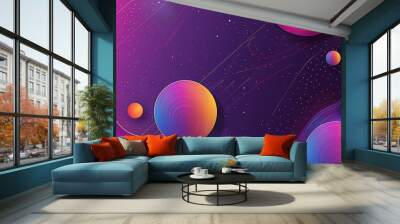 Retro design elements with futuristic visions, depicting a stylized journey through time and space. Generative AI Wall mural