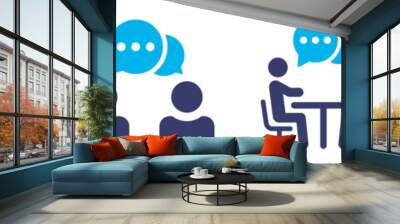 Conversation and communication icons set. Meeting discussion, speech bubble, partnership or collaboration concept, working together, business people talk. Wall mural