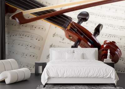 violino e archetto su pagine di musica Wall mural