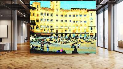 a glimpse of Piazza del Campo in Siena in Tuscany Wall mural