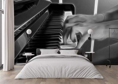 the hands of a musician playing the piano. Digital painting Wall mural