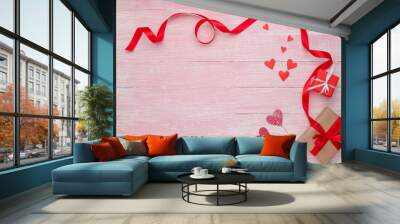 Happy Valentines Day love celebration in a rustic style isolated. Wall mural