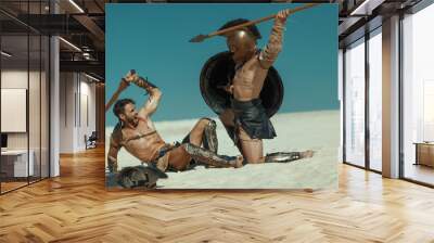 Male athlete in the armor of an ancient warrior Wall mural