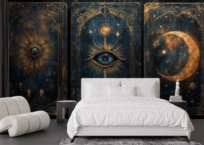 Mystical Boho Posters with Esoteric Line Prints, Astrology Symbols, and Occult Elements Wall mural