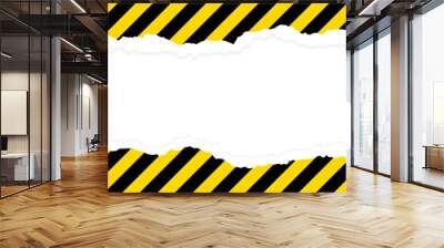 Seamless Warning vector striped rectangular background. Stripped torned background. Caution sign Black and yellow warning line striped rectangular background, yellow and black stripes on the diagonal. Wall mural