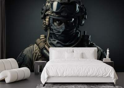 soldier in camouflage, special forces fighter portrait. Wall mural