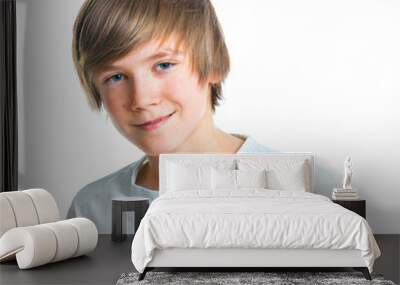 portrait of young beautiful boy in white Wall mural