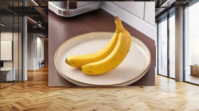 Two Bananas on a Plate Wall mural