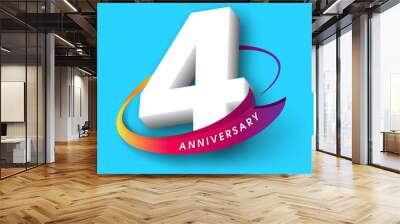 Anniversary emblems 4 anniversary template design Wall mural