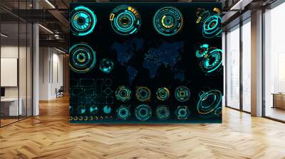 Abstract future, concept vector futuristic interface. Communications map of the world Wall mural