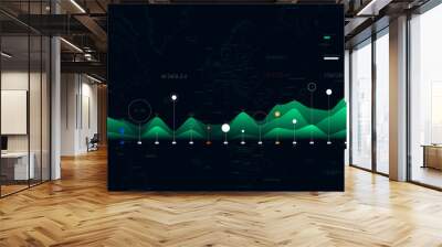 Big data visualization business analytics on the background of the world map Wall mural