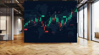 Dashboard graph of forex statistics, business and financial analytics, profit and cost rate, vector illustration Wall mural