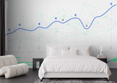 Digital business analytics concept, data threads graphic visualization, Hi-tech concept innovation Wall mural