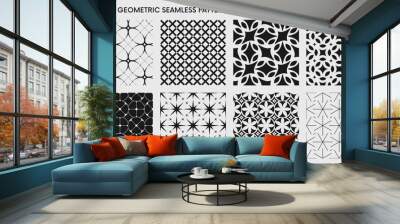 Seamless vector elegant abstract geometric pattern for various design, Black and white rhythmic repeating texture, creative modern background with element various shapes, set 2 Wall mural