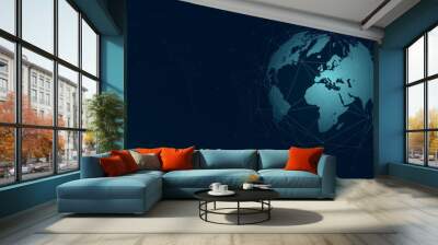 World map global network connection, technology futuristic plexus vector background Wall mural