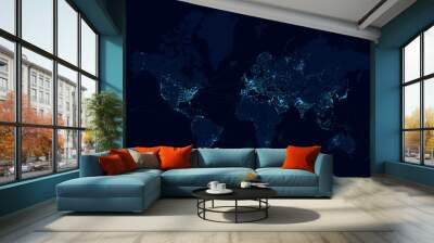 World map with global technology and telecommunication network. Vector illustration Wall mural