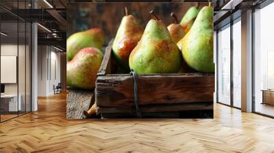 pears on a wooden background Wall mural