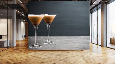 Chocolate martini with spices on the rustic background. Selective focus. Shallow depth of field. Wall mural