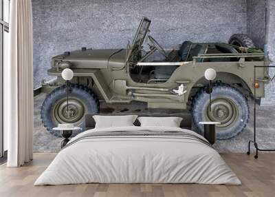 Vintage Army Jeeps. Soviet car of times of World War II. Wall mural