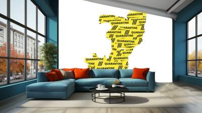 Republic of the Congo Quarantine Yellow Tape country of Africa, African map illustration, vector isolated on white background Wall mural