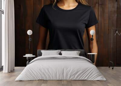 black t shirt mockup for woman front view for design template illustration Wall mural