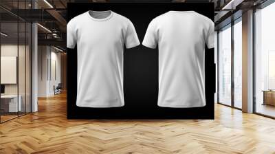 White male t shirt mockup front and back view for template design illustration Wall mural