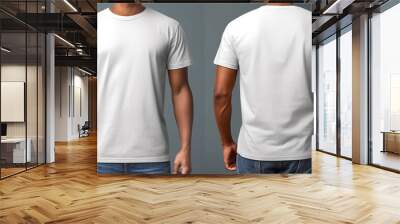 white t shirt mockup for man front and back view template illustration design Wall mural