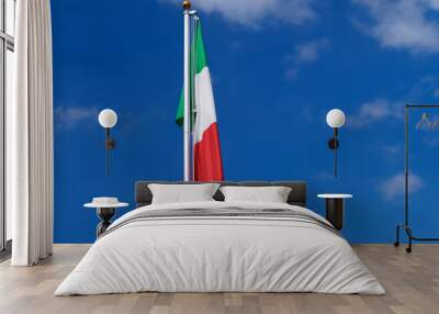 Italy flag on a flagpole, windless, no wind Wall mural