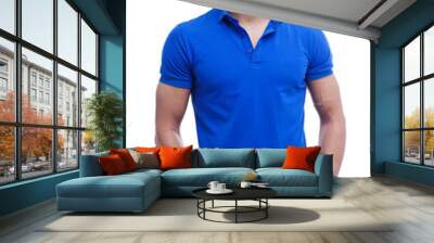 portrait of a young handsome man wearing blue t-short isolated o Wall mural