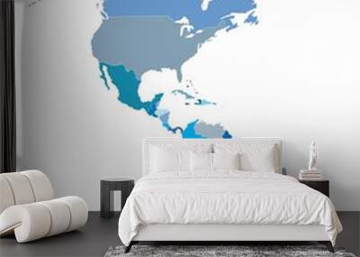 Map of America, countries outlined Wall mural