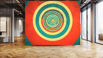 A line art illustration with curved lines and vibrant colors suggests movement through a tunnel. Wall mural