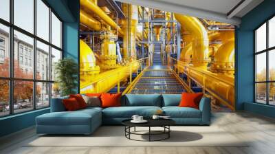 A modern factory installing indoor pipe systems. Stock photo Wall mural