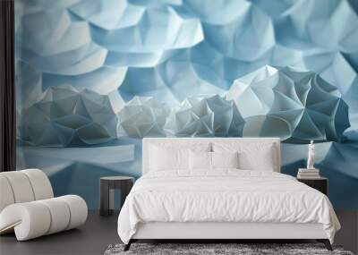 A white concept with an origami textured floral design paper decorative background Wallpaper art is beautiful in this abstract pattern Wall mural