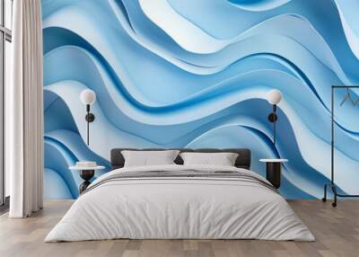 An abstract blue background with folded cloth macro and a ruffled fashion wallpaper is rendered in 3D Wall mural