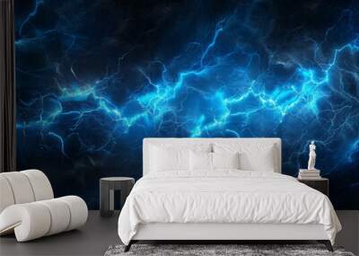 An abstract electrical background with blue electric lighting Wall mural