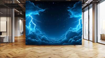 An electrifying background is framed by two blue lightning bolts in line art Wall mural