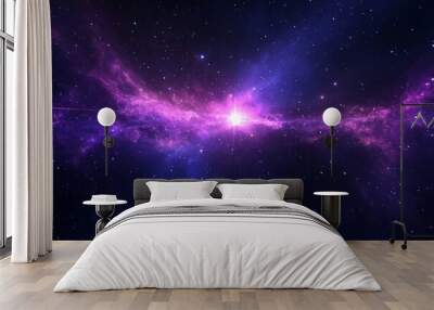 An illustration of a star explosion on an abstract violet background Wall mural