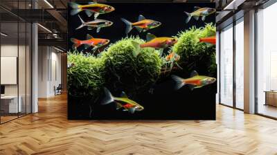 Aquarium with little characters in Amano style Wall mural