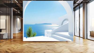 Architecture in white on Greece, beautiful landscapes with sea views, and stock algorithms. Wall mural