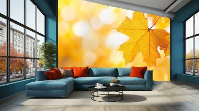 autumn leaves in the forest Wall mural